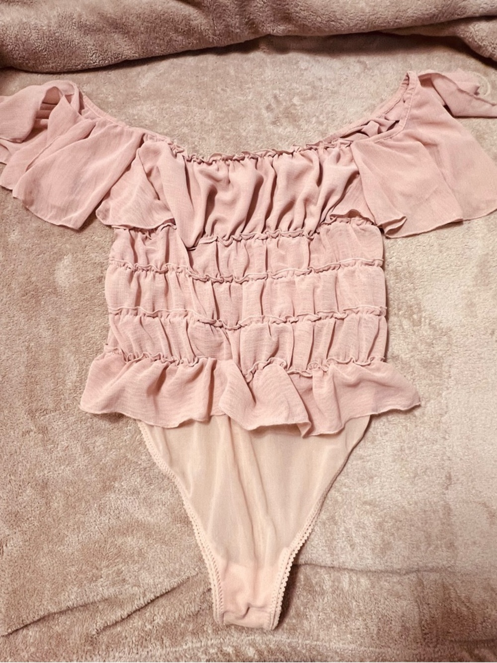 Intimately by Free People Ruffle Ruched  Bodysuit Size XS